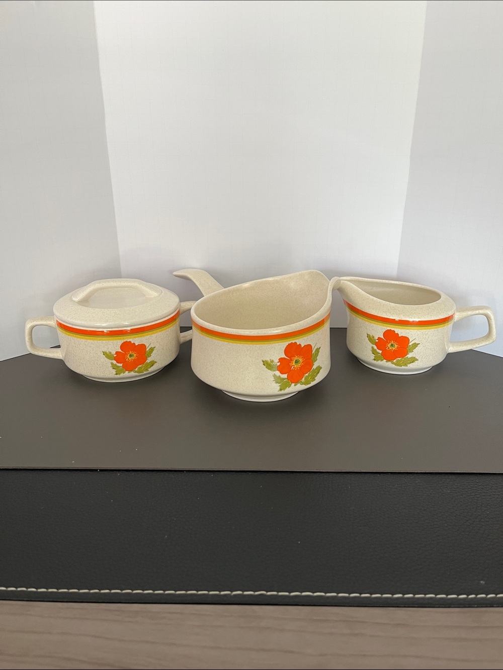 Temper-ware by Lenox Stoneware Creamer Sugar Bowl and Gravy Boat